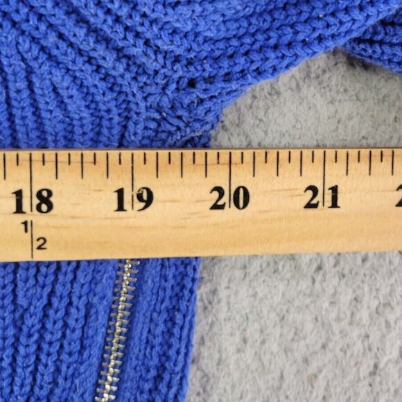 Calvin Klein Sweater Womens L Blue Ribbed Preppy Y2K Knit Side Zip Crew Neck - Picture 6 of 7